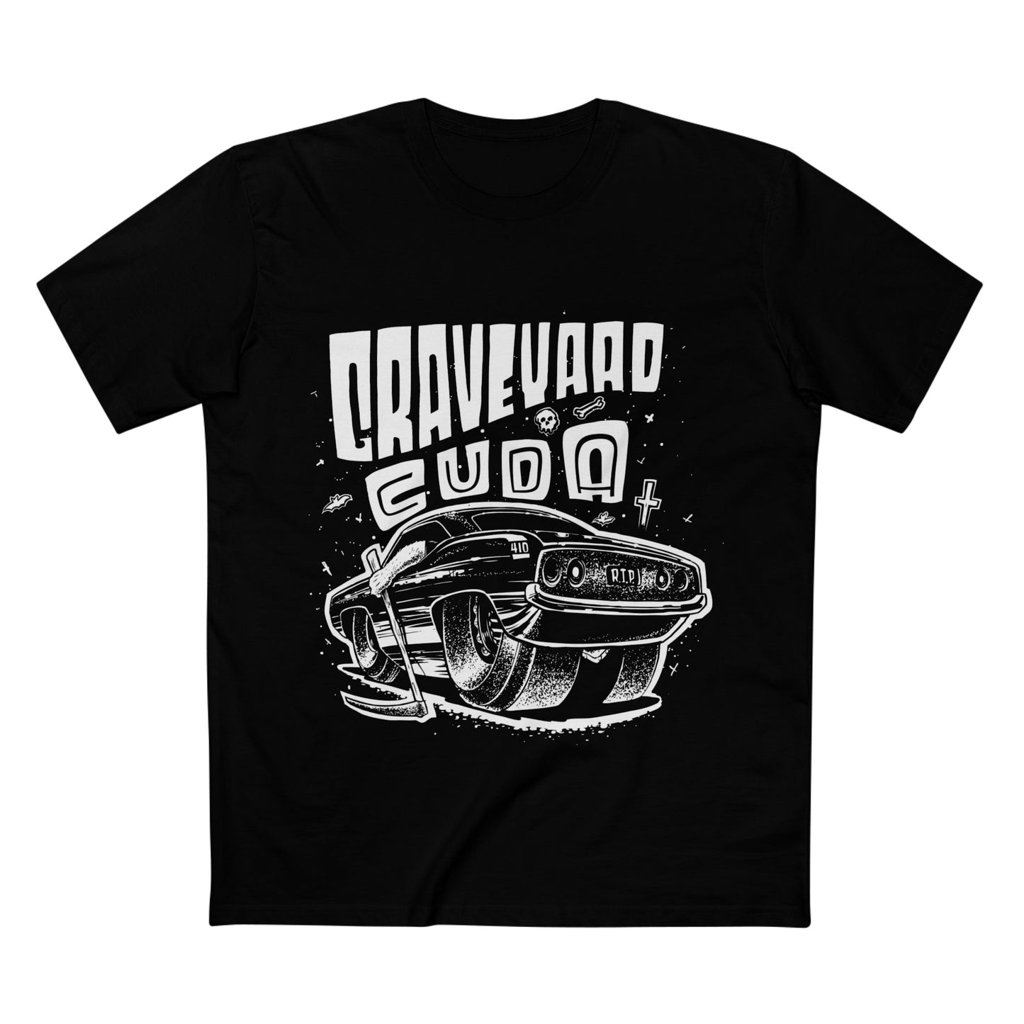 Graveyard Cuda Black and White Men's Staple Tee