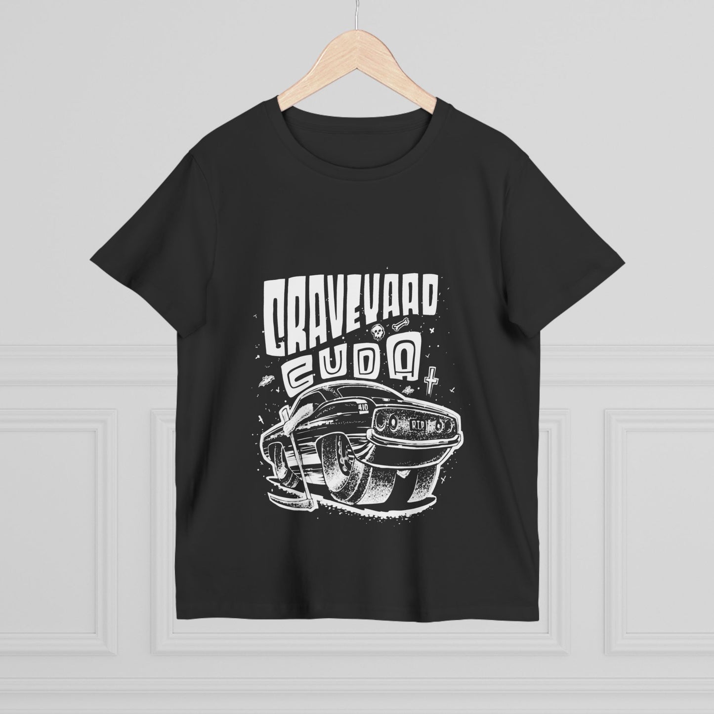 Graveyard Cuda Black and White Women’s Maple Tee