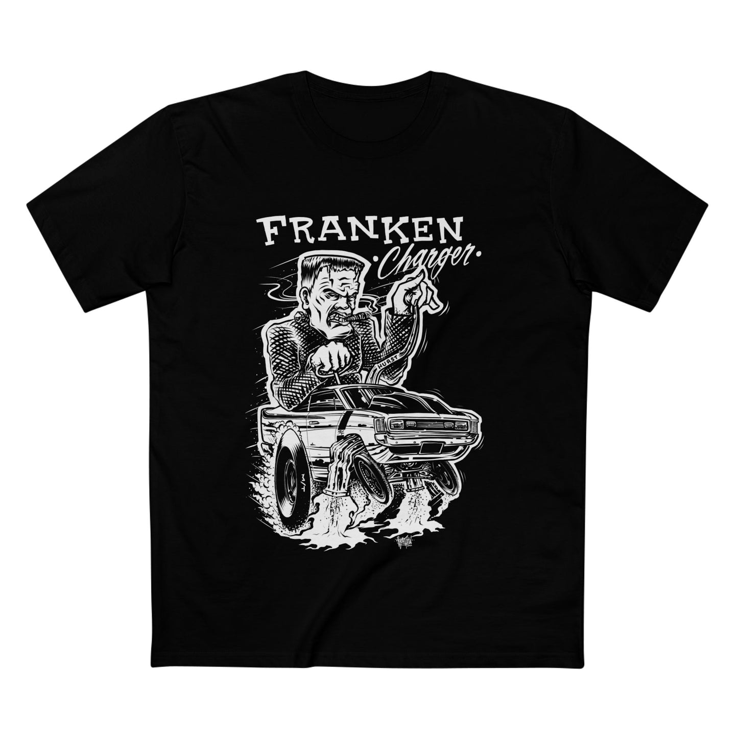 Franken Charger Black and White Men's Staple Tee