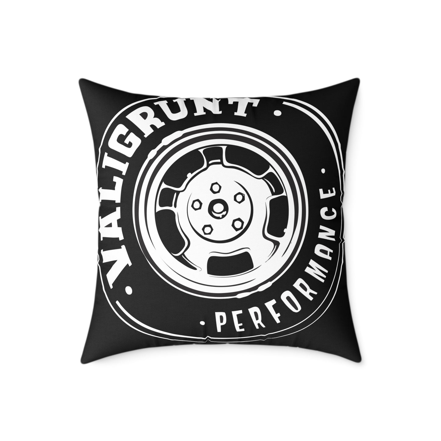 Performance Wheel Logo Pillow — Valigrunt Automotive Throw Cushion