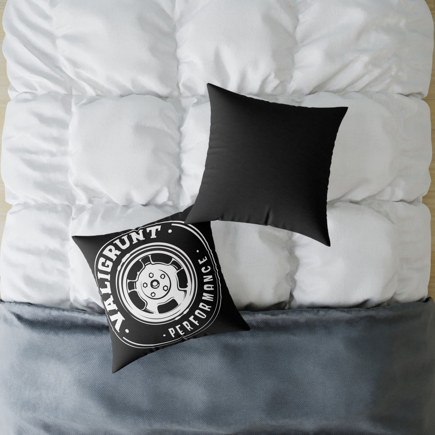 Performance Wheel Logo Pillow — Valigrunt Automotive Throw Cushion