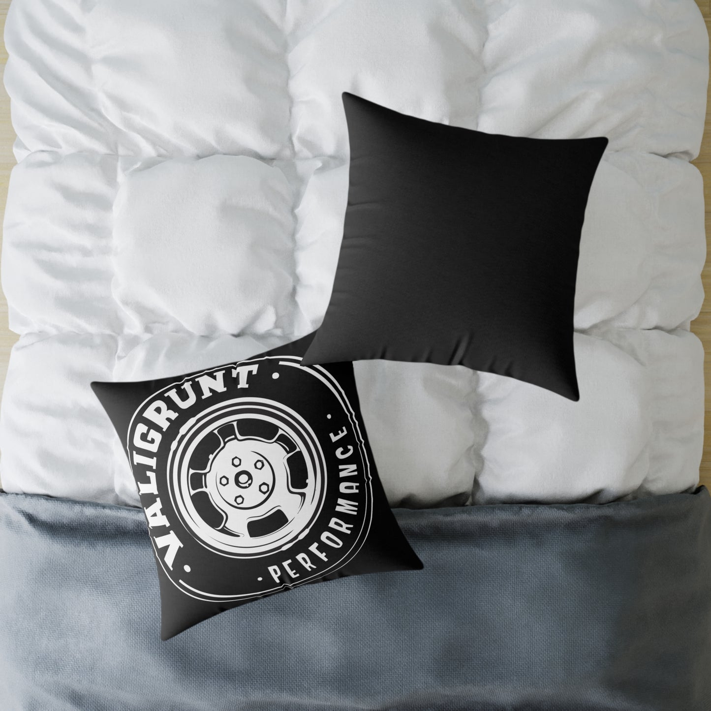 Performance Wheel Logo Pillow — Valigrunt Automotive Throw Cushion