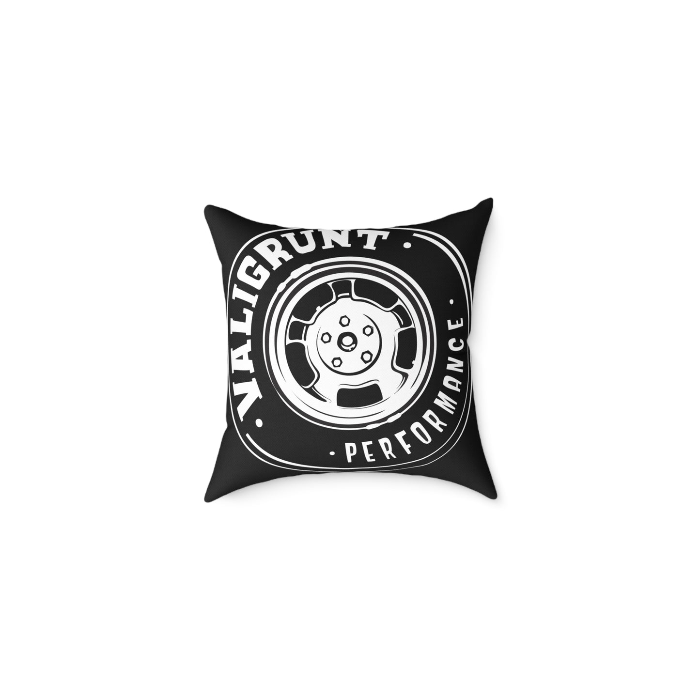 Performance Wheel Logo Pillow — Valigrunt Automotive Throw Cushion