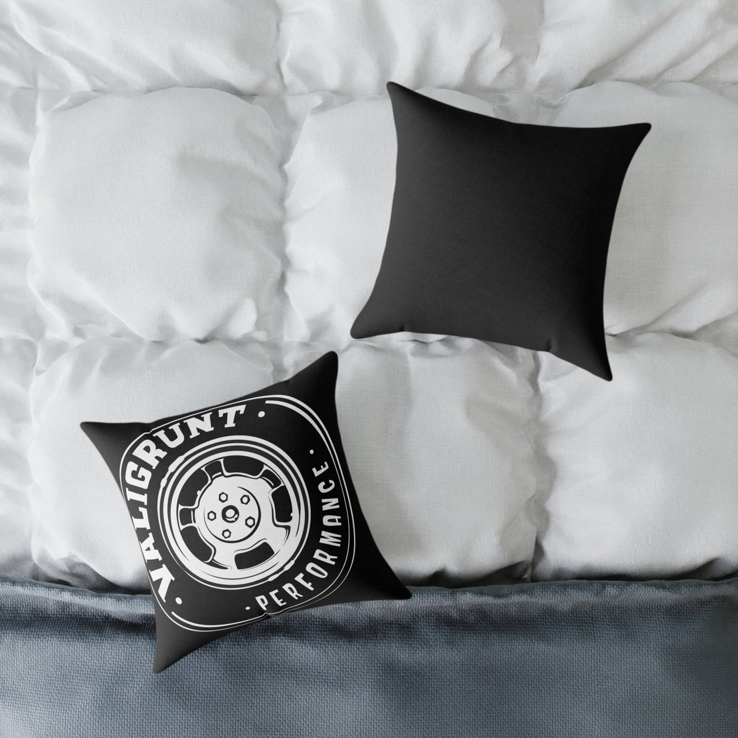Performance Wheel Logo Pillow — Valigrunt Automotive Throw Cushion