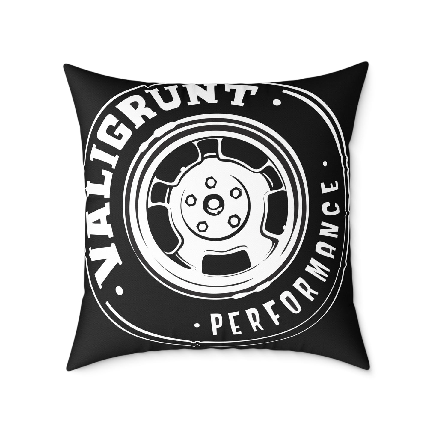 Performance Wheel Logo Pillow — Valigrunt Automotive Throw Cushion