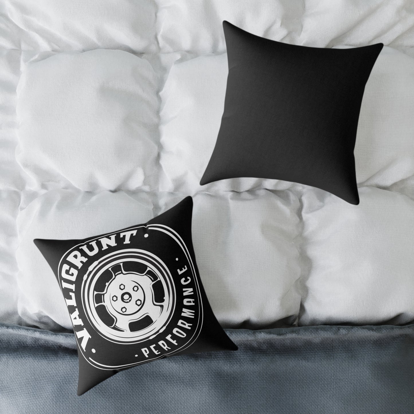 Performance Wheel Logo Pillow — Valigrunt Automotive Throw Cushion