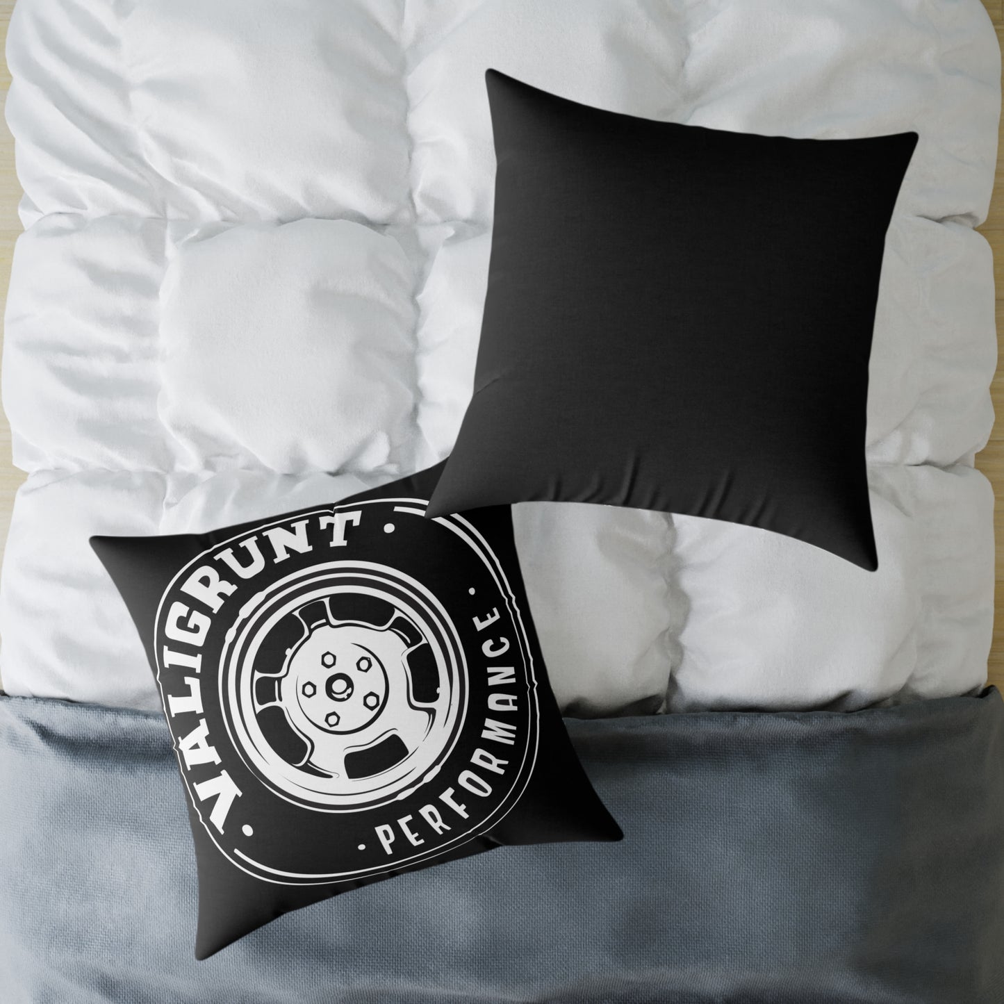 Performance Wheel Logo Pillow — Valigrunt Automotive Throw Cushion